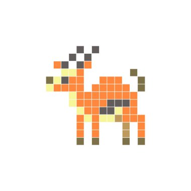 Temiz bir ikon düzeninde geometrik kare renk bloklarından yapılmış düz bir piksel tasarımı. Yaratıcı modern elementler, izole eşyalar ya da parlak zanaat projeleri için uygundur. Piksel Sanat Antilobu