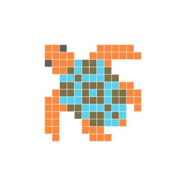 Temiz bir ikon düzeninde geometrik kare renk bloklarından yapılmış düz bir piksel tasarımı. Yaratıcı modern elementler, izole eşyalar ya da parlak zanaat projeleri için uygundur. Piksel Sanat Kaplumbağası