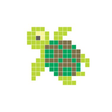 Temiz bir ikon düzeninde geometrik kare renk bloklarından yapılmış düz bir piksel tasarımı. Yaratıcı modern elementler, izole eşyalar ya da parlak zanaat projeleri için uygundur. Piksel Sanat Kaplumbağası