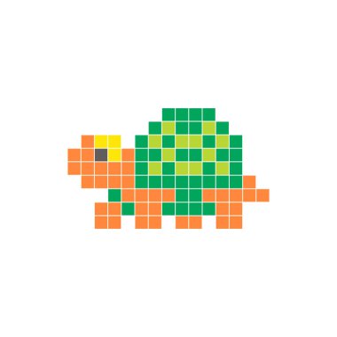 Temiz bir ikon düzeninde geometrik kare renk bloklarından yapılmış düz bir piksel tasarımı. Yaratıcı modern elementler, izole eşyalar ya da parlak zanaat projeleri için uygundur. Piksel Sanat Kaplumbağası
