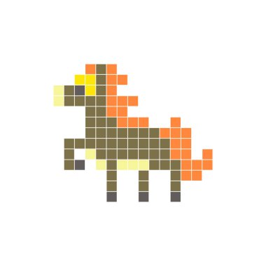 Temiz bir ikon düzeninde geometrik kare renk bloklarından yapılmış düz bir piksel tasarımı. Yaratıcı modern elementler, izole eşyalar ya da parlak zanaat projeleri için uygundur. Piksel Sanat Atı