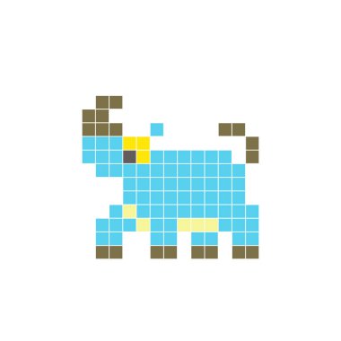 Temiz bir ikon düzeninde geometrik kare renk bloklarından yapılmış düz bir piksel tasarımı. Yaratıcı modern elementler, izole eşyalar ya da parlak zanaat projeleri için uygundur. Pikselli gergedan