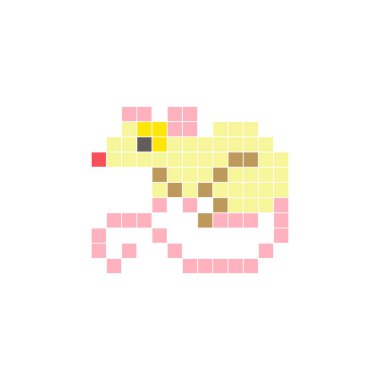 Temiz bir ikon düzeninde geometrik kare renk bloklarından yapılmış düz bir piksel tasarımı. Yaratıcı modern elementler, izole eşyalar ya da parlak zanaat projeleri için uygundur. Piksel sanat faresi