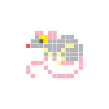 Temiz bir ikon düzeninde geometrik kare renk bloklarından yapılmış düz bir piksel tasarımı. Yaratıcı modern elementler, izole eşyalar ya da parlak zanaat projeleri için uygundur. Piksel sanat faresi