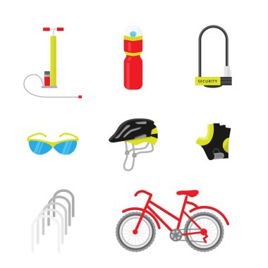 Bisiklet ekipmanları vektör seti