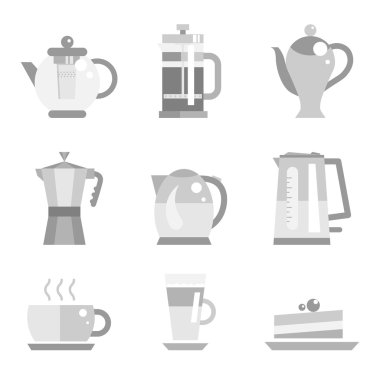 Vektör demlik ve kahve seti