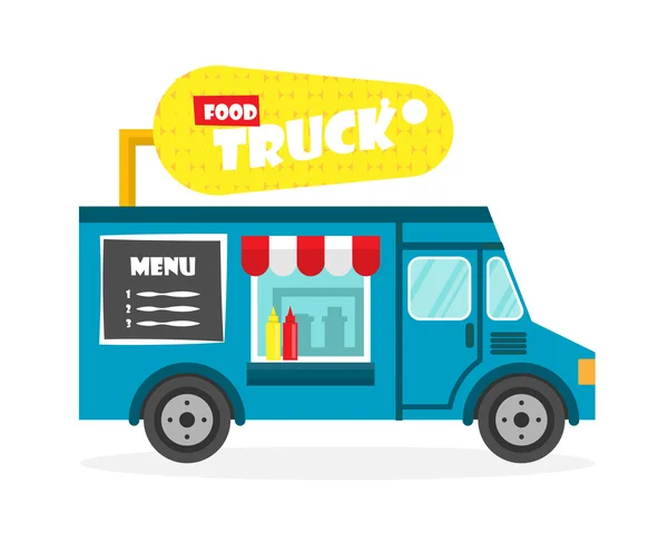 Calle camión de comida vector ilustración . — Vector de stock