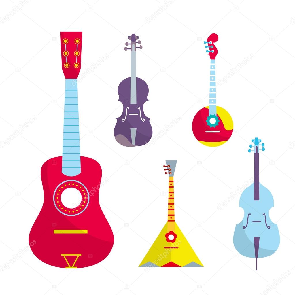Outline Vector StringedBowed Musical Instruments