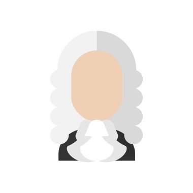 Yargıç peruk adam düz simgesi