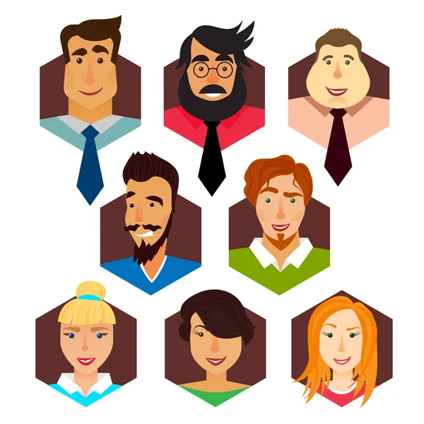Business people avatars set isolated on white backround. Vector illustration. Set of people icons for web. Vector women, men character — Stock Vector