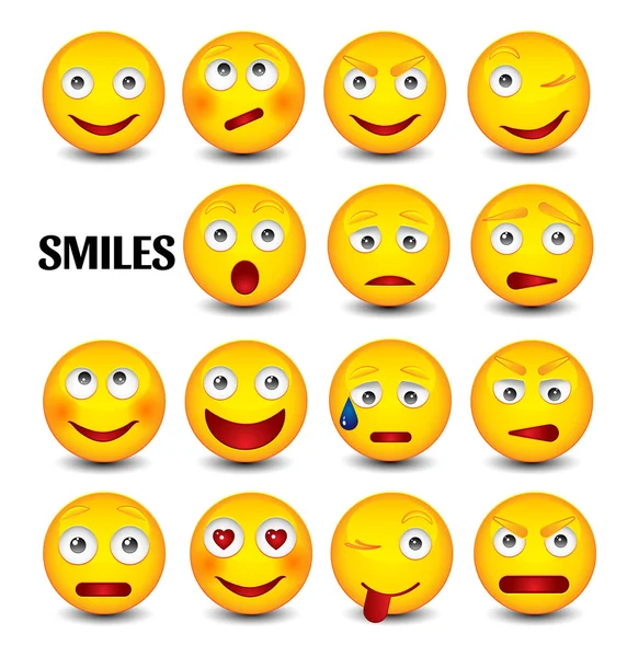 Conjunto vectorial de emoticonos brillantes — Archivo Imágenes Vectoriales