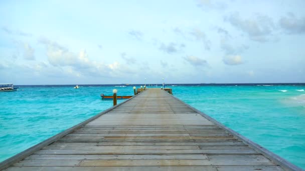 Deck on Beautiful Maldives island — Stock Video