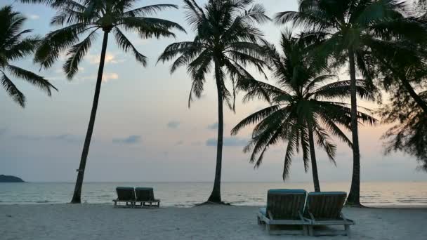 Solnedgång på stranden och havet — Stockvideo