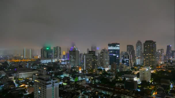 Бангкок город в Таиланде ночью — стоковое видео