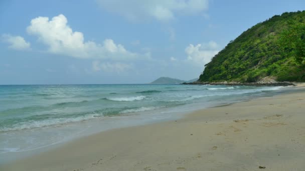 Onde del mare rotolano sulla spiaggia — Video Stock