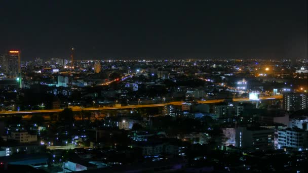 Бангкок город в Таиланде ночью — стоковое видео