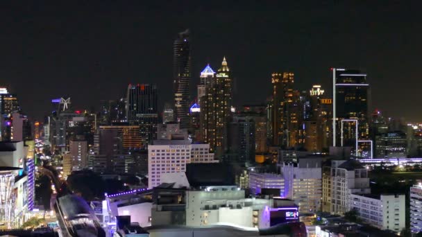 Bangkok cidade na Tailândia à noite — Vídeo de Stock