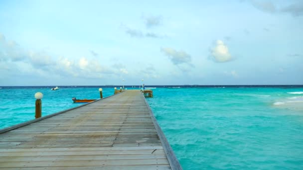 Deck on Beautiful Maldives island — Stock Video