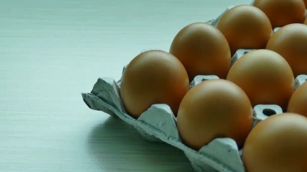 Brown eggs in  box — Stock Video