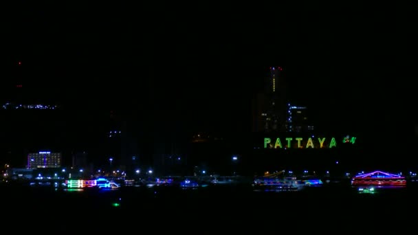 Pattaya città in Thailandia di notte — Video Stock