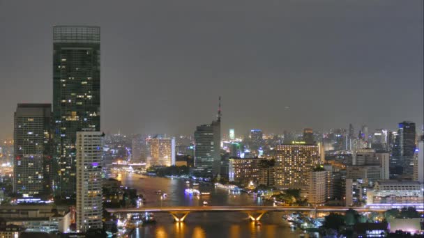 Město Bangkok v Thajsku v noci — Stock video