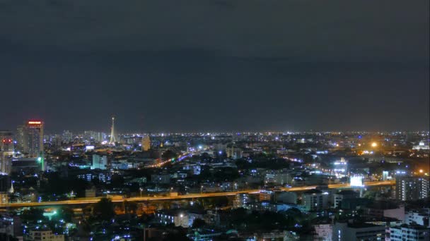Bangkok city i Thailand på natten — Stockvideo