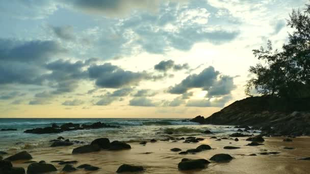 日落海滩和海 — 图库视频影像