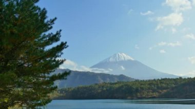 Japonya 'daki Fuji Dağı ile renkli sonbahar manzarası