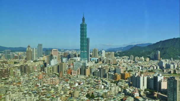Taipei World Financial Center Mérföldkő Szupermagas Felhőkarcoló Xinyi Kerületben Taipei — Stock videók