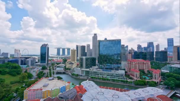 Singapore Ledna 2019 Krásná Časová Prodleva Singapurské Panorama Města Výhled — Stock video