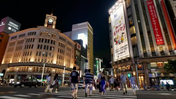 Tokyo Japão Julho 2018 Pessoas Andando Área Comercial Ginza Cidade — Vídeo de Stock