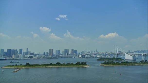 Timelapse Van Rainbow Bridge Tokio Stad Japan — Stockvideo