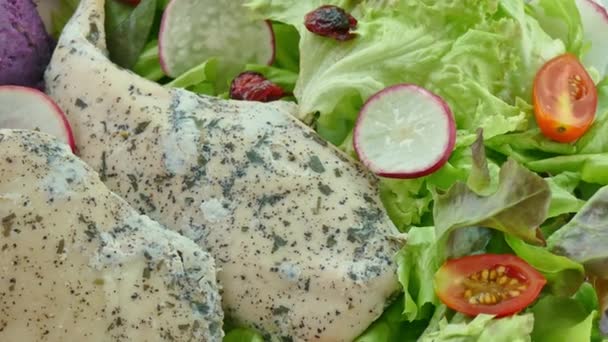 Delicious fish salad — Stock Video