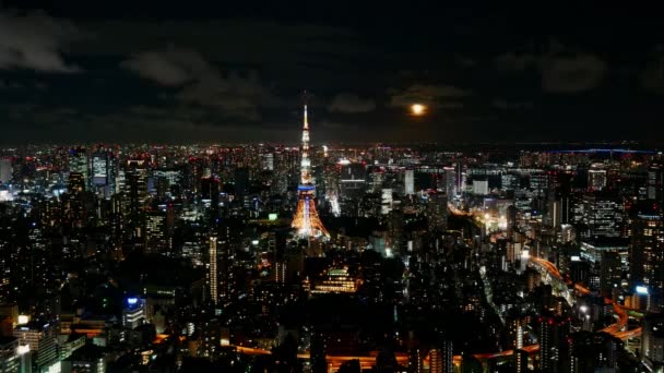 Timelapse Weergave Tokyo City Japan Nachtzicht — Stockvideo