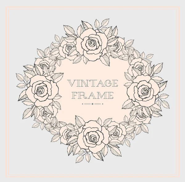 Beautiful vintage frame with roses — Stock Vector