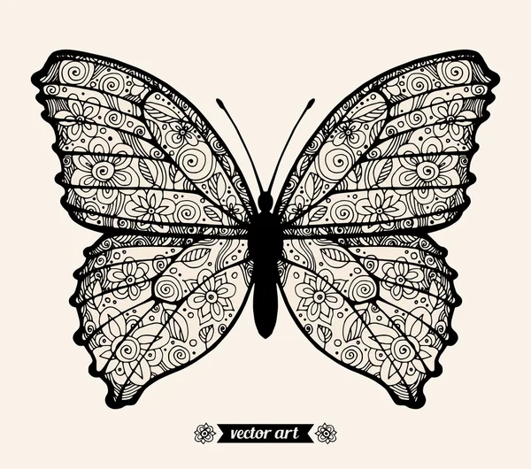 Szerkezeti fekete-fehér pillangó — Stock Vector