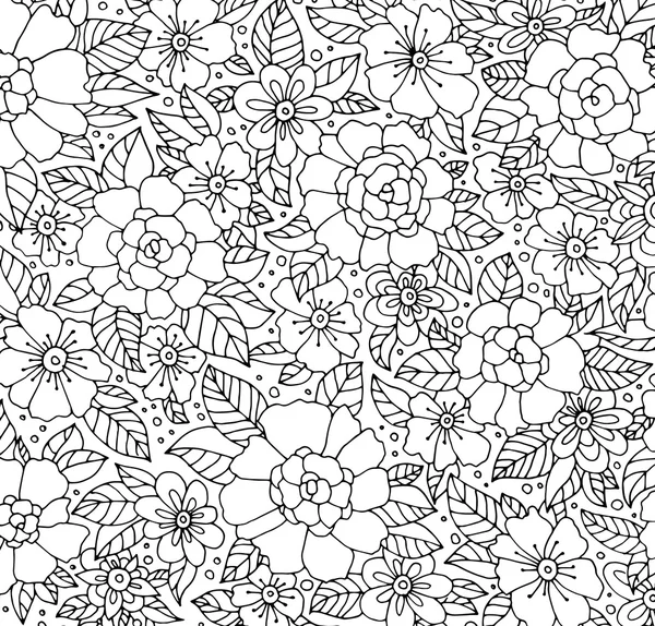 Наброски монохромный цветочный узор — стоковый вектор