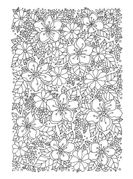 Motif floral monochrome de contour — Image vectorielle