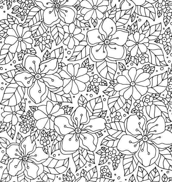 Начерк монохромного квіткового візерунка — стоковий вектор
