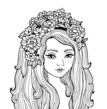 Çiçekli genç kız.