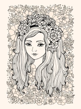 Çiçekli genç kız.