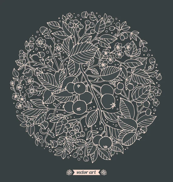 꽃, 열매와 잎 패턴 — 스톡 벡터