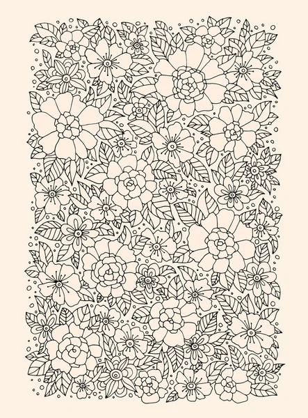 Monochromatický květinový vzor osnovy — Stockový vektor