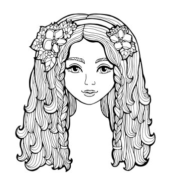 çiçek çelenk ile genç kız