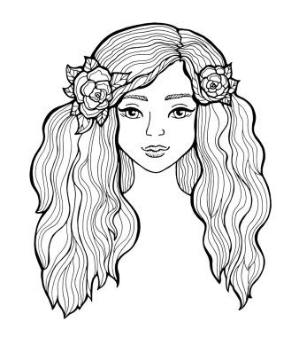 çiçek çelenk ile genç kız