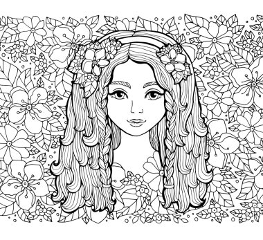 çiçek çelenk ile genç kız