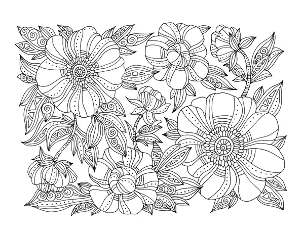 Outline monochrome floral pattern — Stock Vector