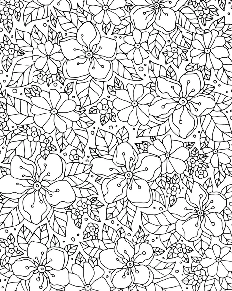 Outline monochrome floral pattern — Stock Vector