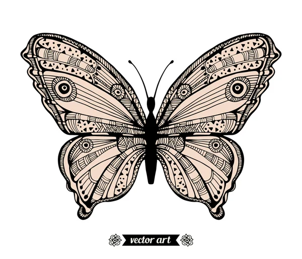 Outline monochrome butterfly — Stock Vector