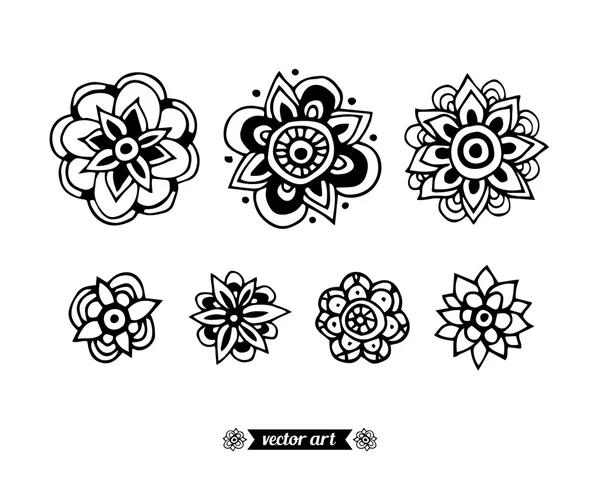 Set van abstracte overzicht bloemen — Stockvector